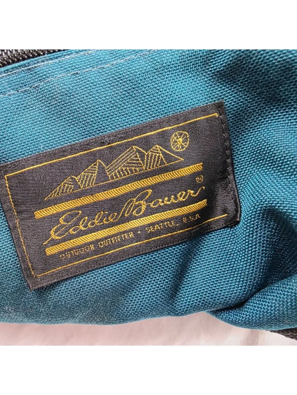 Vintage Eddie Bauer Small Blue Black Nylon Duffel Bag Outdoor Gear Made In USA